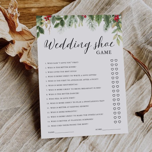 Christmas Wedding Shoe Game Template, Minimalist Einladung