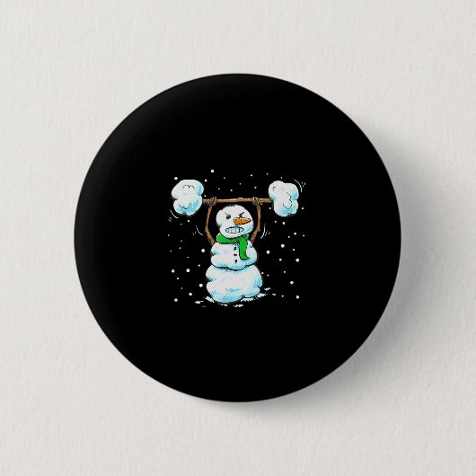 Christmas Weightlifting Snowman Shirt Funny Snowma Button (Vorderseite)