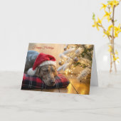 Christmas Weimaraner Dog By a Tree Karte (Gelbe Blume)