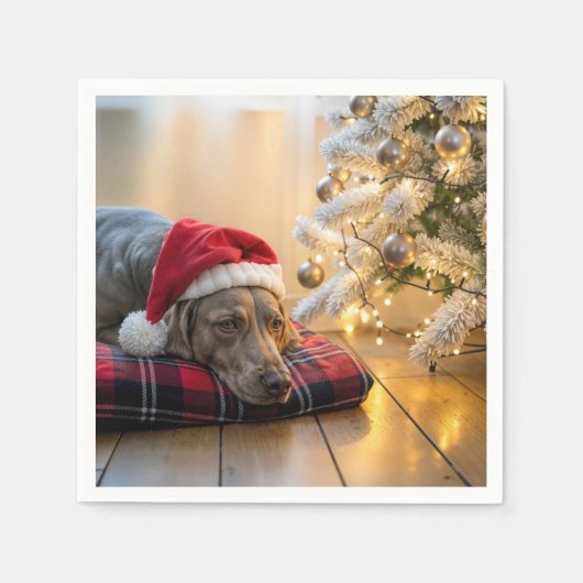 Christmas Weimaraner Dog By a Tree Serviette (Vorderseite)