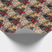 Christmas Weimaraner Dog With Red Bow Geschenkpapier (Ecke)