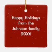 Christmas Weimaraner Dog With Red Bow Keramikornament (Rückseite)