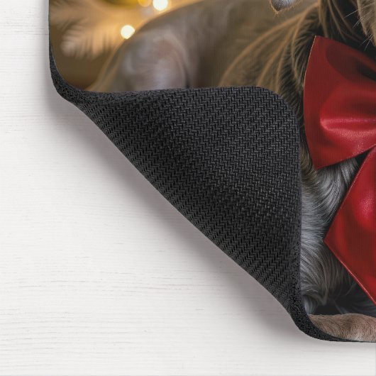 Christmas Weimaraner Dog With Red Bow Mousepad (Ecke)