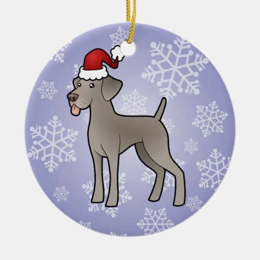 Christmas Weimaraner Keramikornament (Vorne)