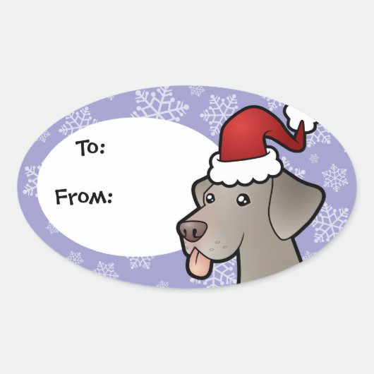 Christmas Weimaraner Ovaler Aufkleber (Vorderseite)