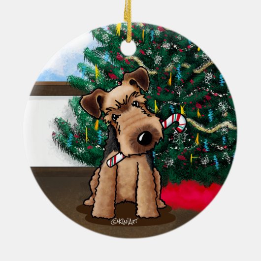 Christmas Welsh Terrier Keramik Ornament (Hinten)