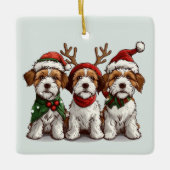 Christmas Welsh Wire Fox Terrier Hunde Keramikornament (Vorderseite)