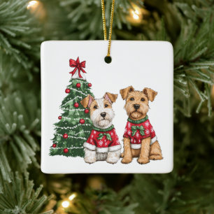 Christmas Welsh Wire Fox Terrier Hunde Keramikornament