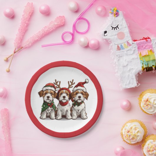 Christmas Welsh Wire Fox Terrier Hunde Pappteller (Party)