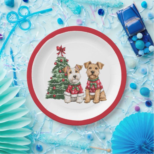 Christmas Welsh Wire Fox Terrier Hunde Pappteller (Party)