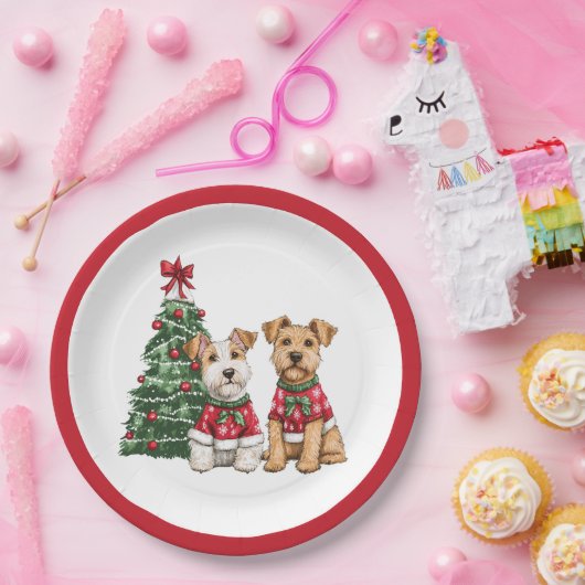 Christmas Welsh Wire Fox Terrier Hunde Pappteller (Party)