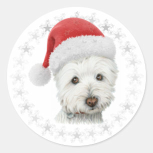Christmas Westie Dog Art Runder Aufkleber