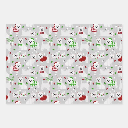 Christmas Westie Hogs West Highland White Terrier Geschenkpapier Set (Vorderseite 3)