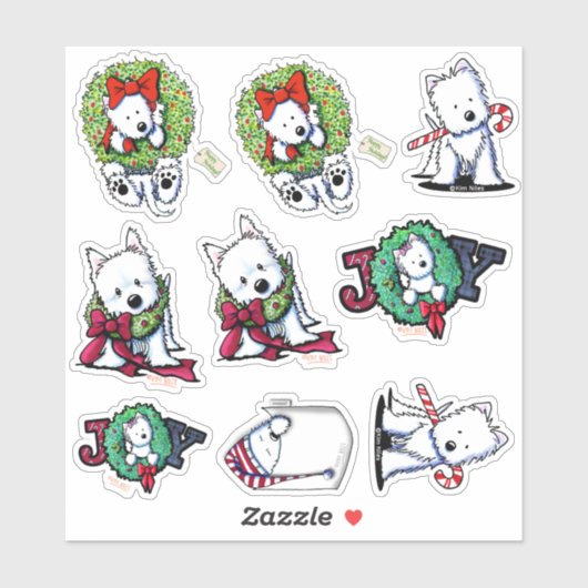 Christmas Westie Vinyl Sticker Set (Blatt)