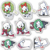Christmas Westie Vinyl Sticker Set (Vorderseite)