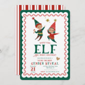 Christmas What the Elf Gender Reveal Einladung (Vorne/Hinten)