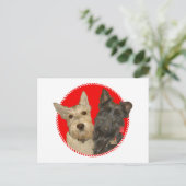 Christmas Wheaten & Black Scott Feiertagspostkarte (Stehend Vorderseite)