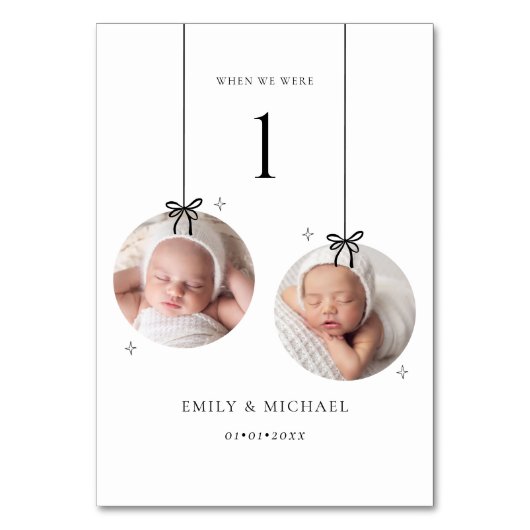 Christmas When We Were Age Wedding Table Number Tischnummer (Rückseite)