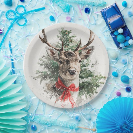 Christmas Whimsical Deer Paper Plates Pappteller (Party)