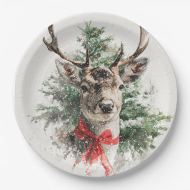 Christmas Whimsical Deer Paper Plates Pappteller