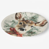 Christmas Whimsical Deer Paper Plates Pappteller (Schrägansicht)