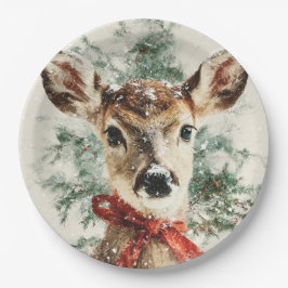 Christmas Whimsical Deer Paper Plates Pappteller
