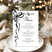 Christmas Whimsical Funky Black Bow Dinner Party Menükarte