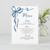 Christmas Whimsical Funky Blue Bow Dinner Party Menükarte (Stehend Vorderseite)