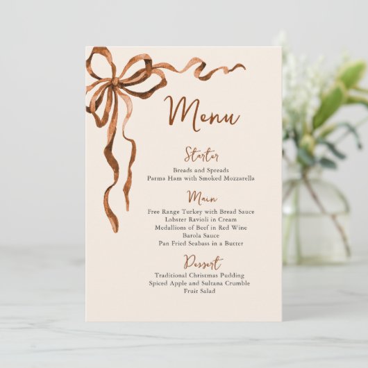 Christmas Whimsical Funky Boho Bow Dinner Party Menükarte (Stehend Vorderseite)