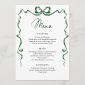 Christmas Whimsical Funky Green Bow Dinner Party Menükarte (Vorderseite)