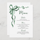 Christmas Whimsical Funky Green Bow Dinner Party Menükarte (Vorne/Hinten)