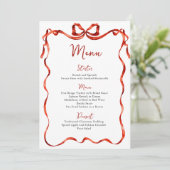 Christmas Whimsical Funky Red Bow Dinner Party Menükarte (Stehend Vorderseite)