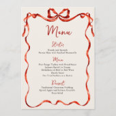 Christmas Whimsical Funky Red Bow Dinner Party Menükarte (Vorderseite)