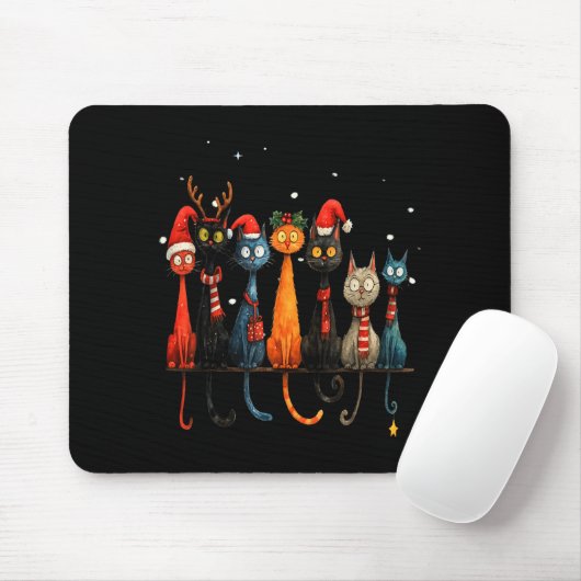 Christmas Whimsical Mid-century Modern Look Cats 5 Mousepad (Mit Mouse)