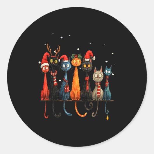 Christmas Whimsical Mid-century Modern Look Cats 5 Runder Aufkleber (Vorderseite)