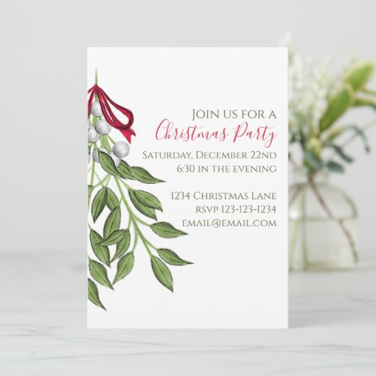 Christmas Whimsical Niedlich Mistletoor Wasserfarb Einladung (Stehend Vorderseite)