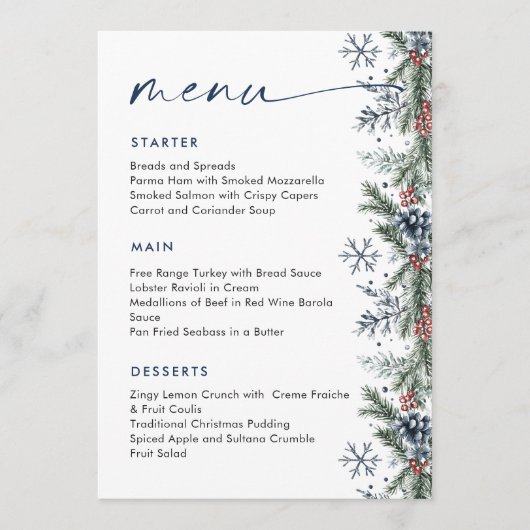 Christmas Whimsical Red Bow Wreath Dinner Party Menükarte (Vorderseite)