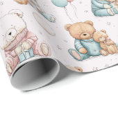 Christmas Whimsical Teddy Bears Wrapping Paper Geschenkpapier (Rolleneckpunkt)