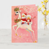 Christmas White Deer Mr. & Mrs. Santa Claus Karte (Gelbe Blume)