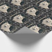 Christmas white fox white wolf sparkling snowflake geschenkpapier (Ecke)