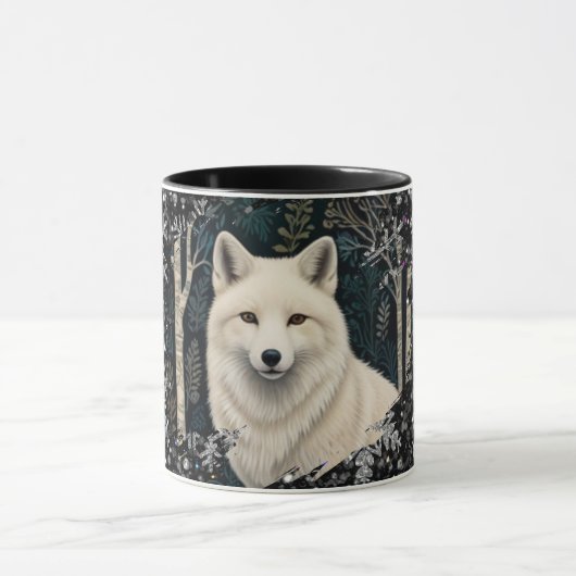 Christmas white fox white wolf sparkling snowflake tasse (Zentrum)