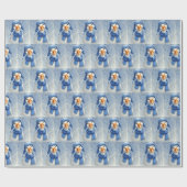 Christmas White Goose In Blue Hat and Scarf Geschenkpapier (Flach)