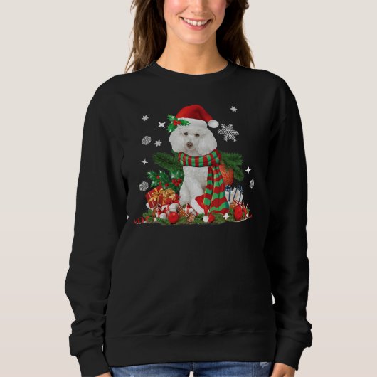 Christmas White Poodle Dog Sweatshirt (Vorderseite)