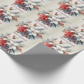 Christmas White Red Flowers Holidays Elegant Geschenkpapier (Ecke)