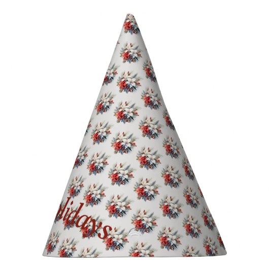 Christmas White Red Flowers Holidays Elegant Partyhütchen (Rechts)