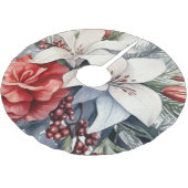 Christmas White Red Flowers Holidays Elegant Polyester Weihnachtsbaumdecke (Schrägansicht)
