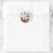 Christmas White Red Flowers Holidays Elegant Runder Aufkleber (Tasche)