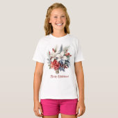 Christmas White Red Flowers Holidays Elegant T-Shirt (Vorne ganz)