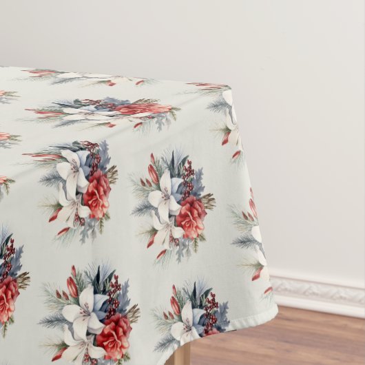 Christmas White Red Flowers Holidays Elegant Tischdecke (Beispiel)