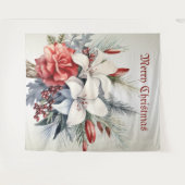 Christmas White Red Flowers Holidays Elegant Wandteppich (Vorderseite (Horizontal))